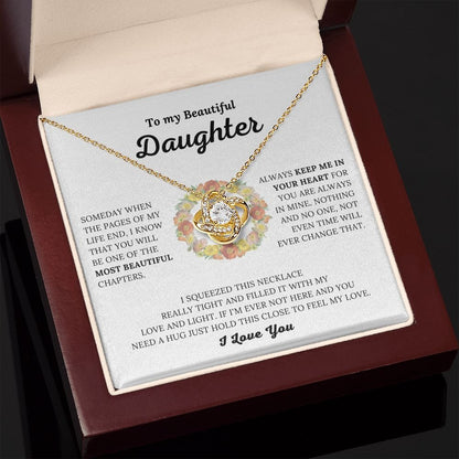TO MY DAUGHTER FROM MOM and FROM DAD "Keep Me In Your Heart" - Premium Love Knot Necklace