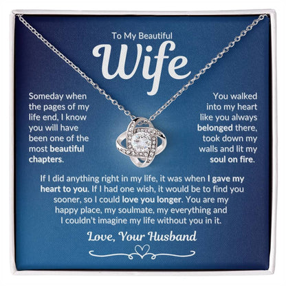 TO MY WIFE FROM HUSBAND "Lit My Soul on Fire" - Premium Love Knot Necklace