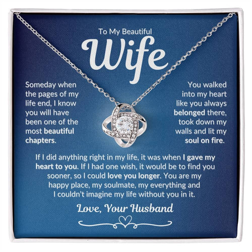 TO MY WIFE FROM HUSBAND "Lit My Soul on Fire" - Premium Love Knot Necklace