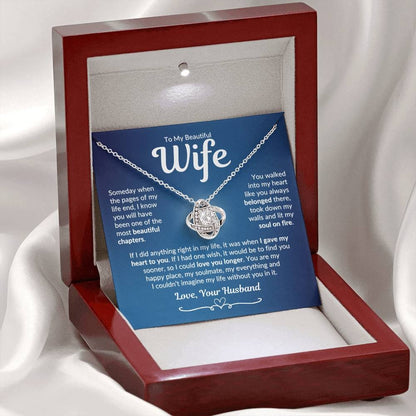 TO MY WIFE FROM HUSBAND "Lit My Soul on Fire" - Premium Love Knot Necklace