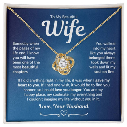 TO MY WIFE FROM HUSBAND "Lit My Soul on Fire" - Premium Love Knot Necklace