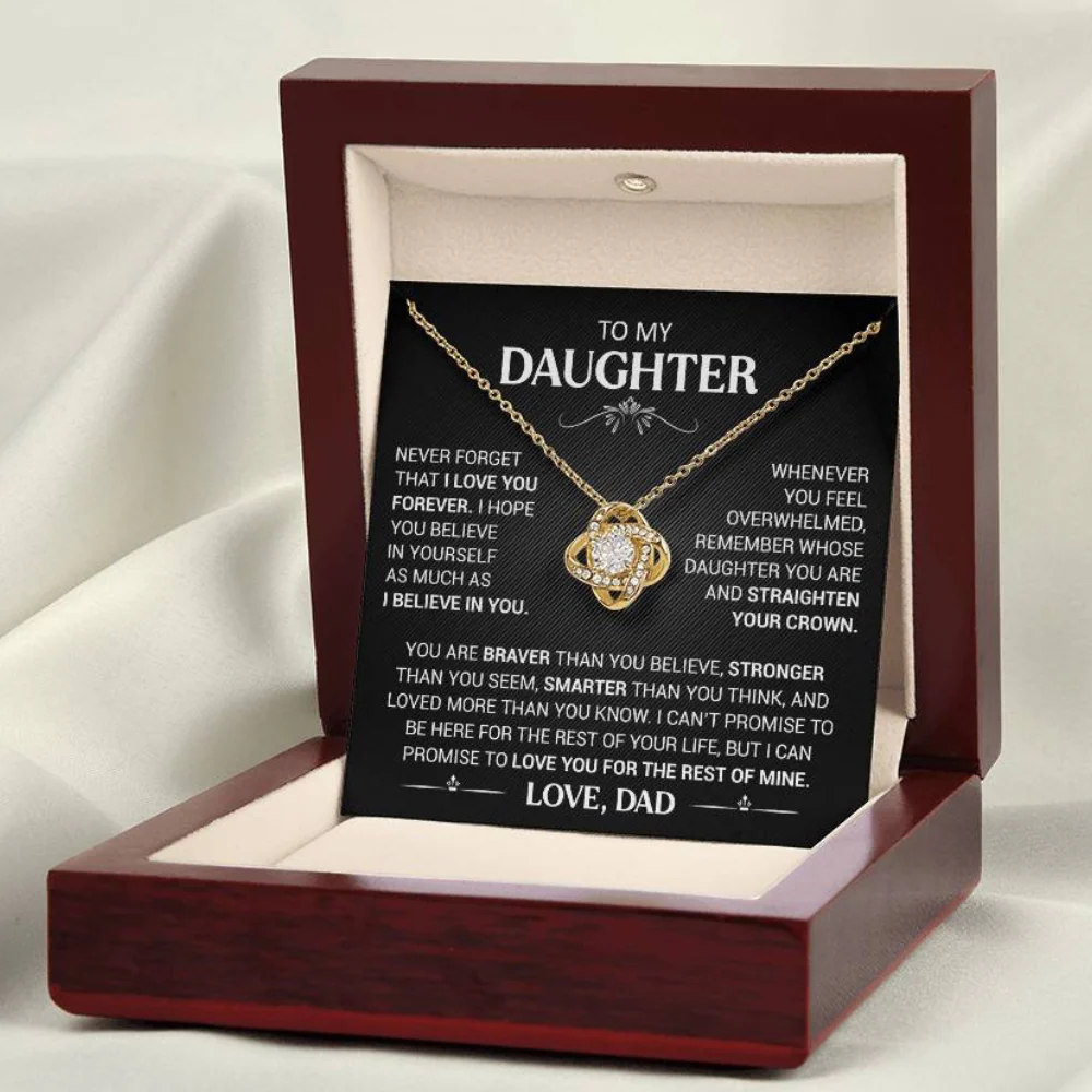 TO MY DAUGHTER FROM DAD "Believe in Yourself" - Premium Love Knot Necklace