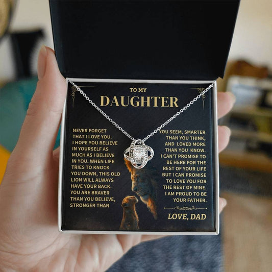 TO MY DAUGHTER "Promise To Love You For The Rest Of Mine" - FROM DAD - Premium Love Knot Necklace