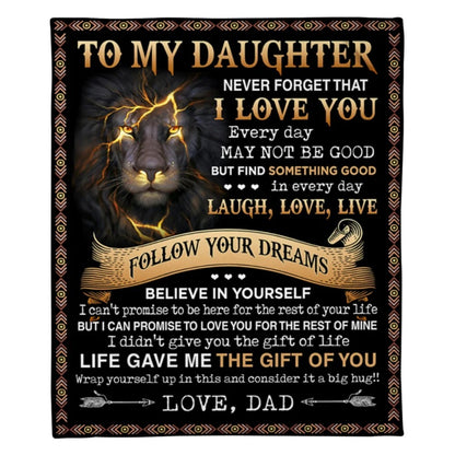 Special Gift For Your Daughter Blanket "Follow Your Dreams" - From Dad