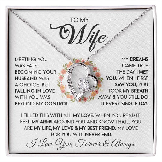 TO MY WIFE - GIFT FROM HUSBAND "Meeting You Was Fate" - Forever Love Necklace (SKUJ12-279)