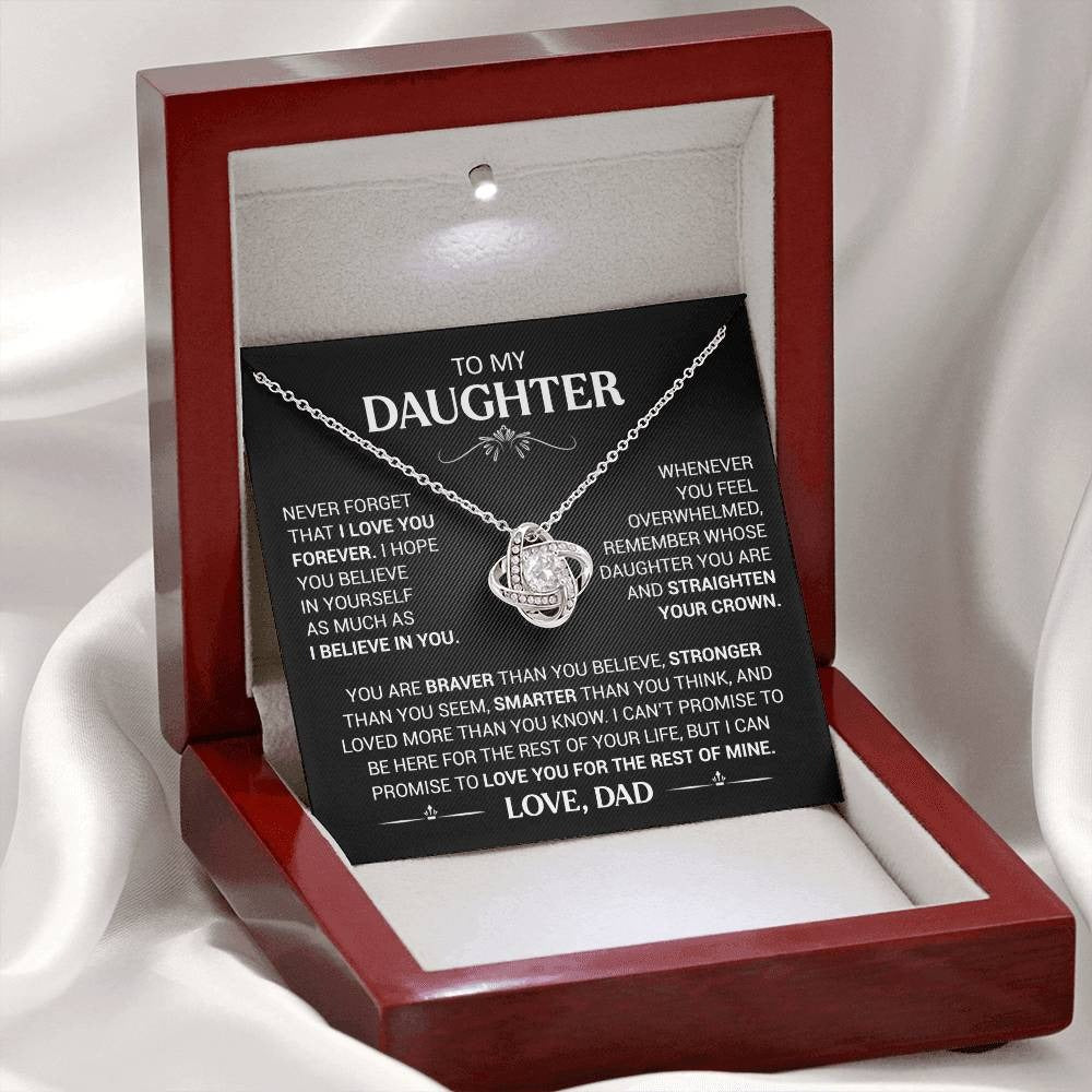 TO MY DAUGHTER FROM DAD "Believe in Yourself" - Premium Love Knot Necklace