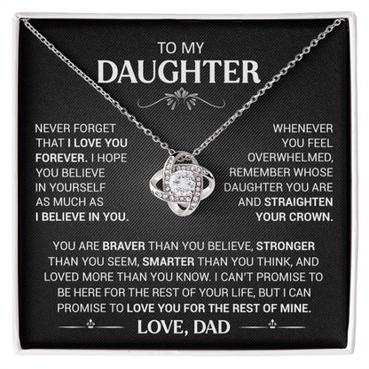 TO MY DAUGHTER FROM DAD "Believe in Yourself" - Premium Love Knot Necklace