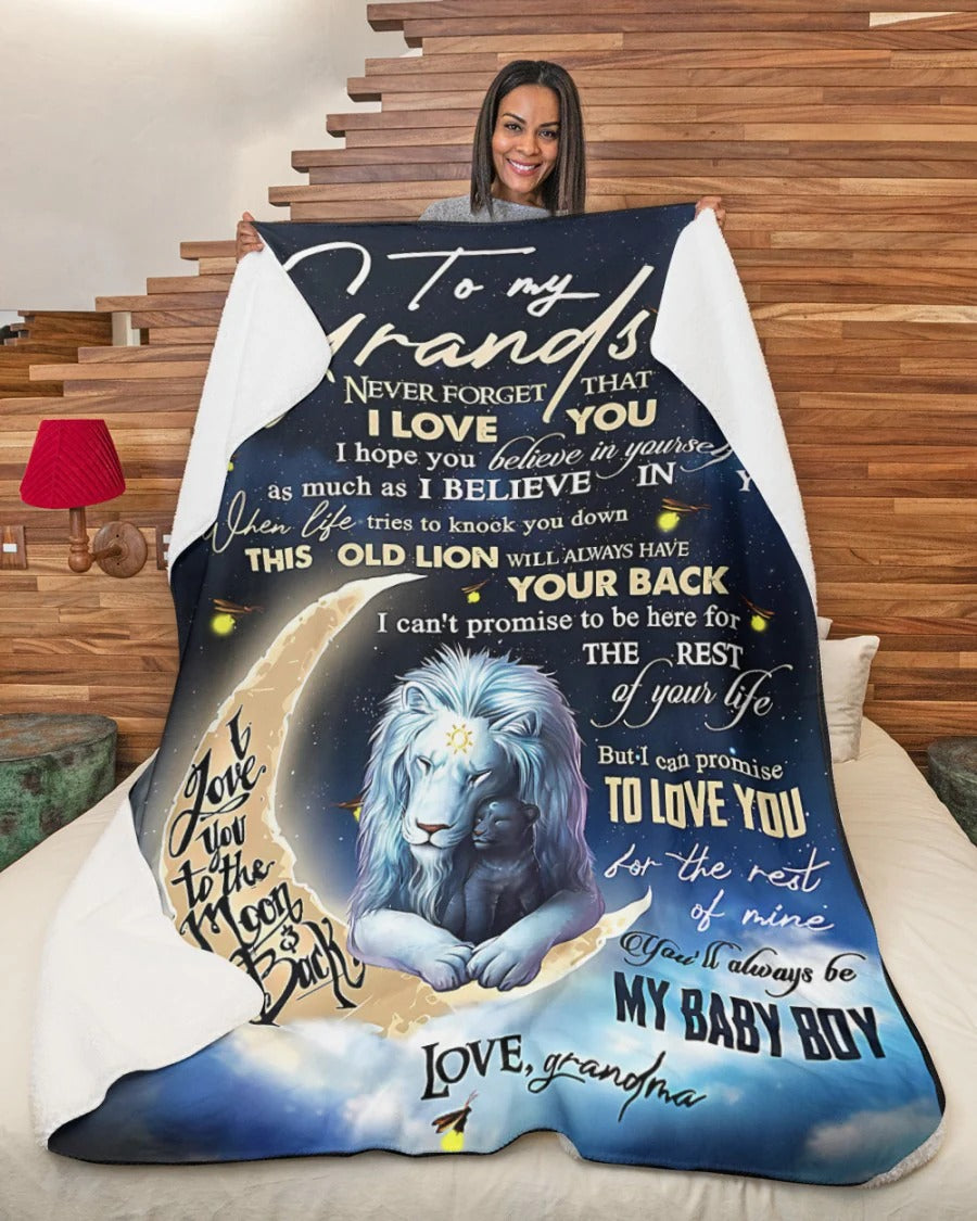 BLANKET FOR GRANDSON – COMFORT & WARMTH GIFT FROM GRANDMA  Sherpa Fleece Quilt Blanket NTTD00 (SKU-CHAU-B19)