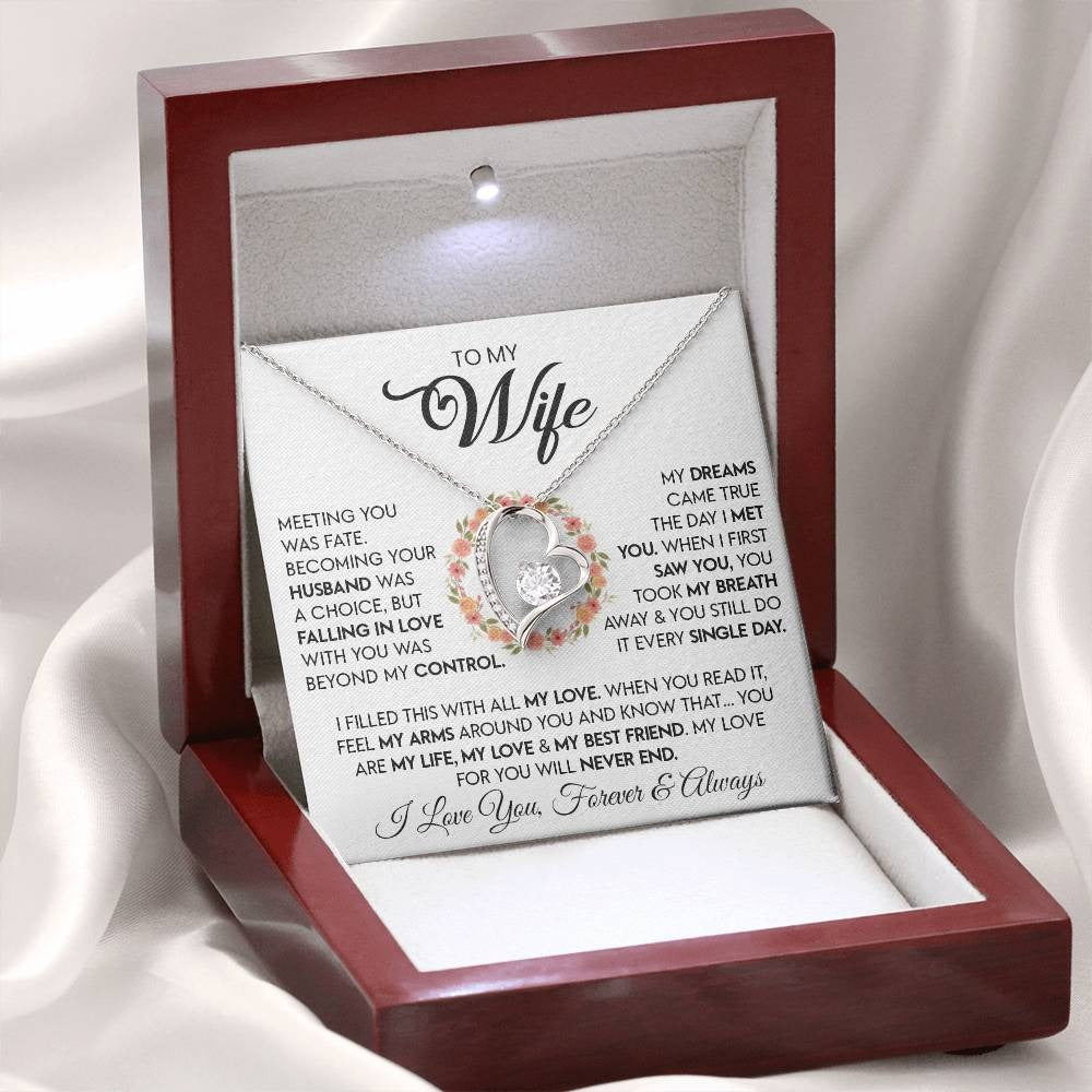 TO MY WIFE - GIFT FROM HUSBAND "Meeting You Was Fate" - Forever Love Necklace (SKUJ12-279)