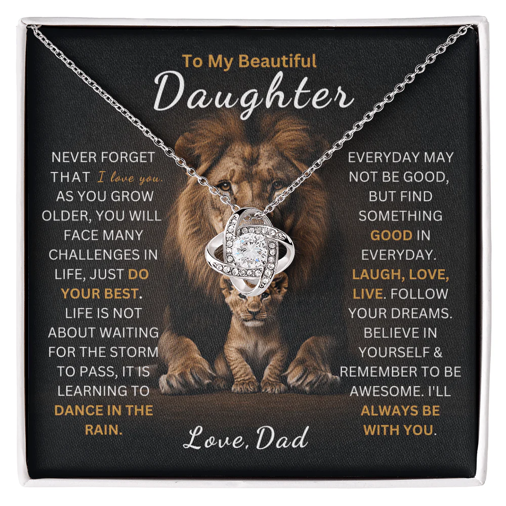 TO MY DAUGHTER FROM DAD "Always Be With You" - Premium Love Knot Necklace