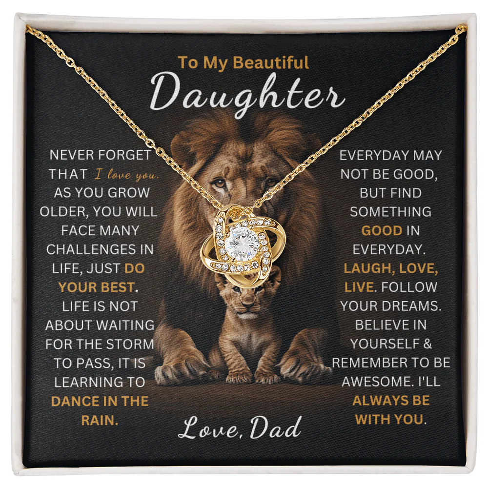 TO MY DAUGHTER FROM DAD "Always Be With You" - Premium Love Knot Necklace