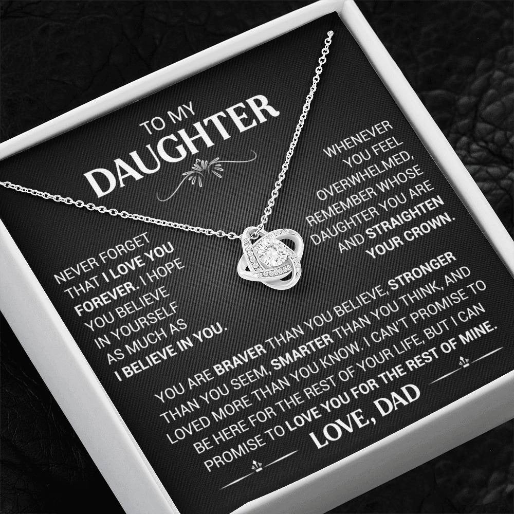 TO MY DAUGHTER FROM DAD "Believe in Yourself" - Premium Love Knot Necklace
