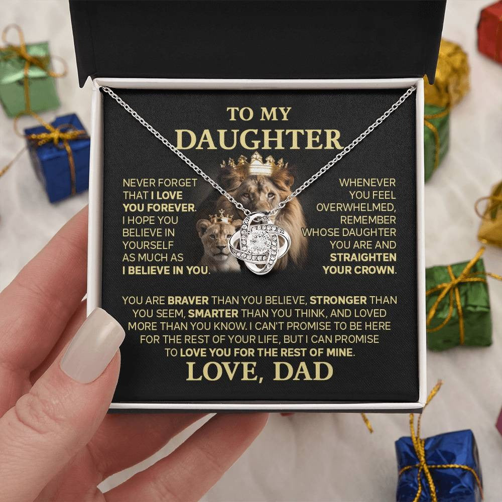 TO MY DAUGHTER FROM DAD "Love You For The Rest Of Mine" - Premium Love Knot Necklace