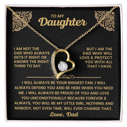 TO MY DAUGHTER "I Will Love and Protect You" - GIFT FROM DAD - Forever Love Necklace