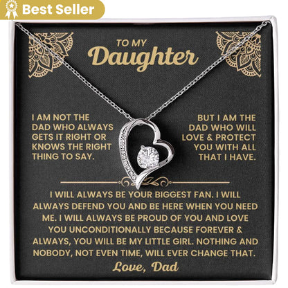 TO MY DAUGHTER "I Will Love and Protect You" - GIFT FROM DAD - Forever Love Necklace