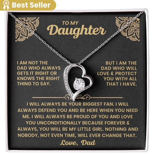 TO MY DAUGHTER "I Will Love and Protect You" - GIFT FROM DAD - Forever Love Necklace