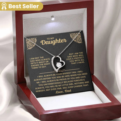 TO MY DAUGHTER "I Will Love and Protect You" - GIFT FROM DAD - Forever Love Necklace