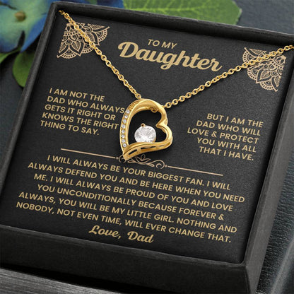 TO MY DAUGHTER "I Will Love and Protect You" - GIFT FROM DAD - Forever Love Necklace