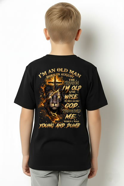 AUGUST OLD MAN LION SHIRT – God Protected Me When I Was Young And Dumb – Christian Gift For Men (SKU2605-411-08)