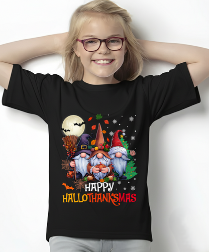 Happy Hallothanksmas Gnomes Lover Halloween Merry Christmas T-Shirt for men women (SKU-MRCM-5) FMA male