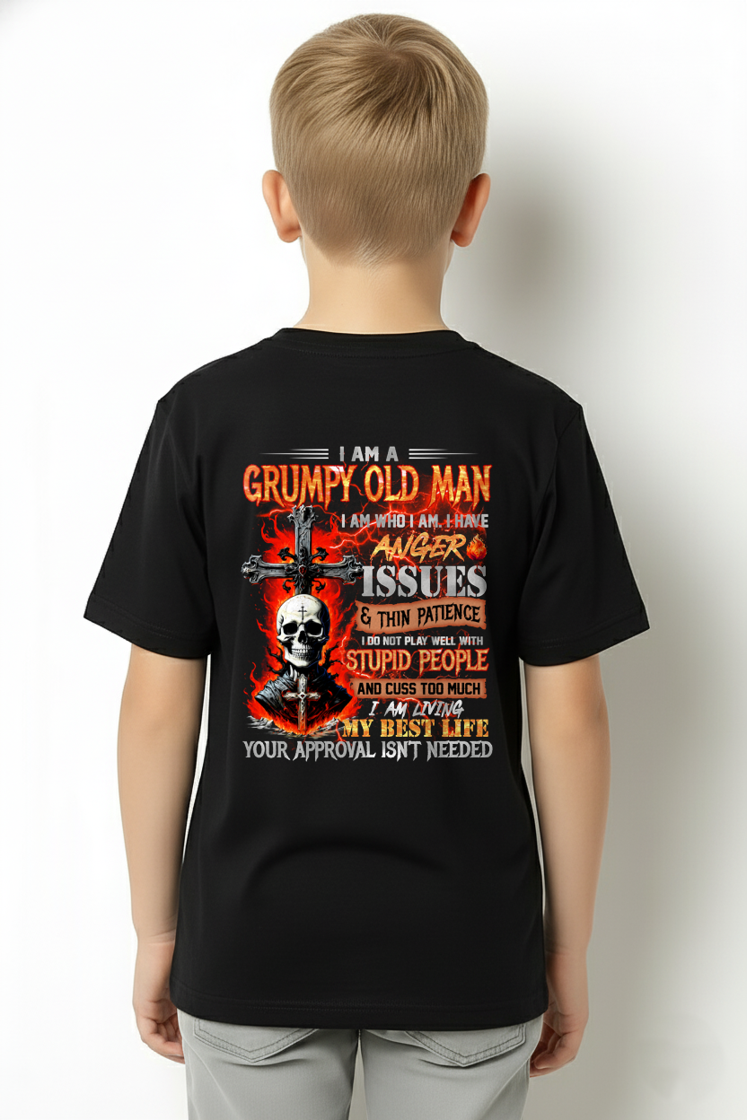 GRUMPY OLD MAN T-SHIRT - FUNNY SKULL ANGER ISSUES TEE - BIRTHDAY GIFT FOR MEN KATE00 (SKU12-319-00)