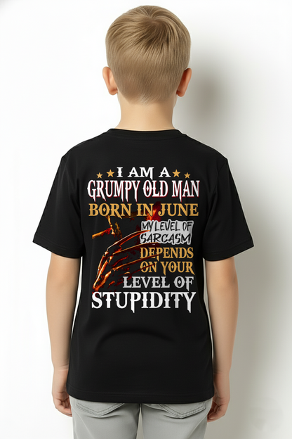 JUNE SHIRT – I Am A Grumpy Old Man Born In June – My Level Of Sarcasm Depends On Your Level Of Stupidity – Men Shirt – KATE06 (SKU2602-138-06)