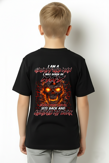 MAY SHIRT – I AM A GRUMPY OLD MAN, I WAS BORN IN MAY, EVEN THE DEVIL SITS BACK AND ADMIRES MY WORK – KATE05 (SKU26T-01283-05)