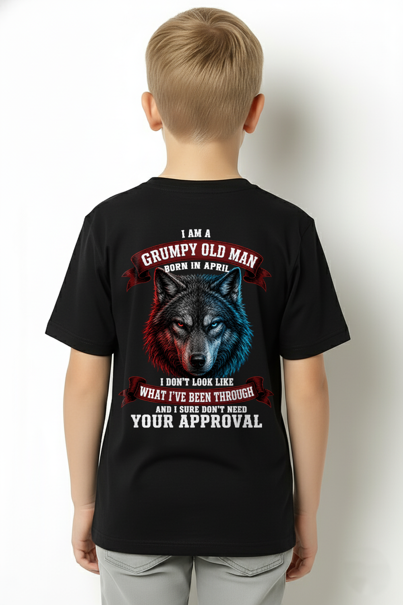 APRIL - Grumpy Old Man Born In April Wolf - Funny Gift For Men (SKU2608-02-04)