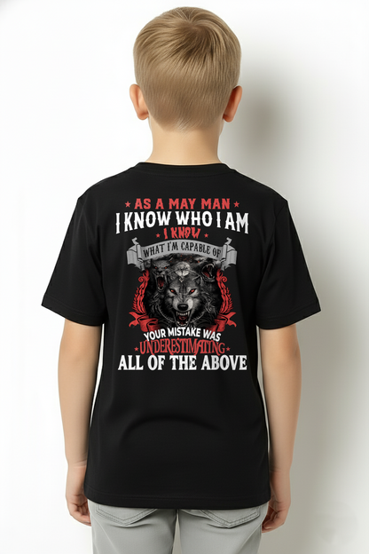 MAY – As A May Man I Know Who I Am Wolf Shirt, Funny Gift For Men, Birthday Gift Idea, Cool Graphic Tee (SKU2603-274-05)
