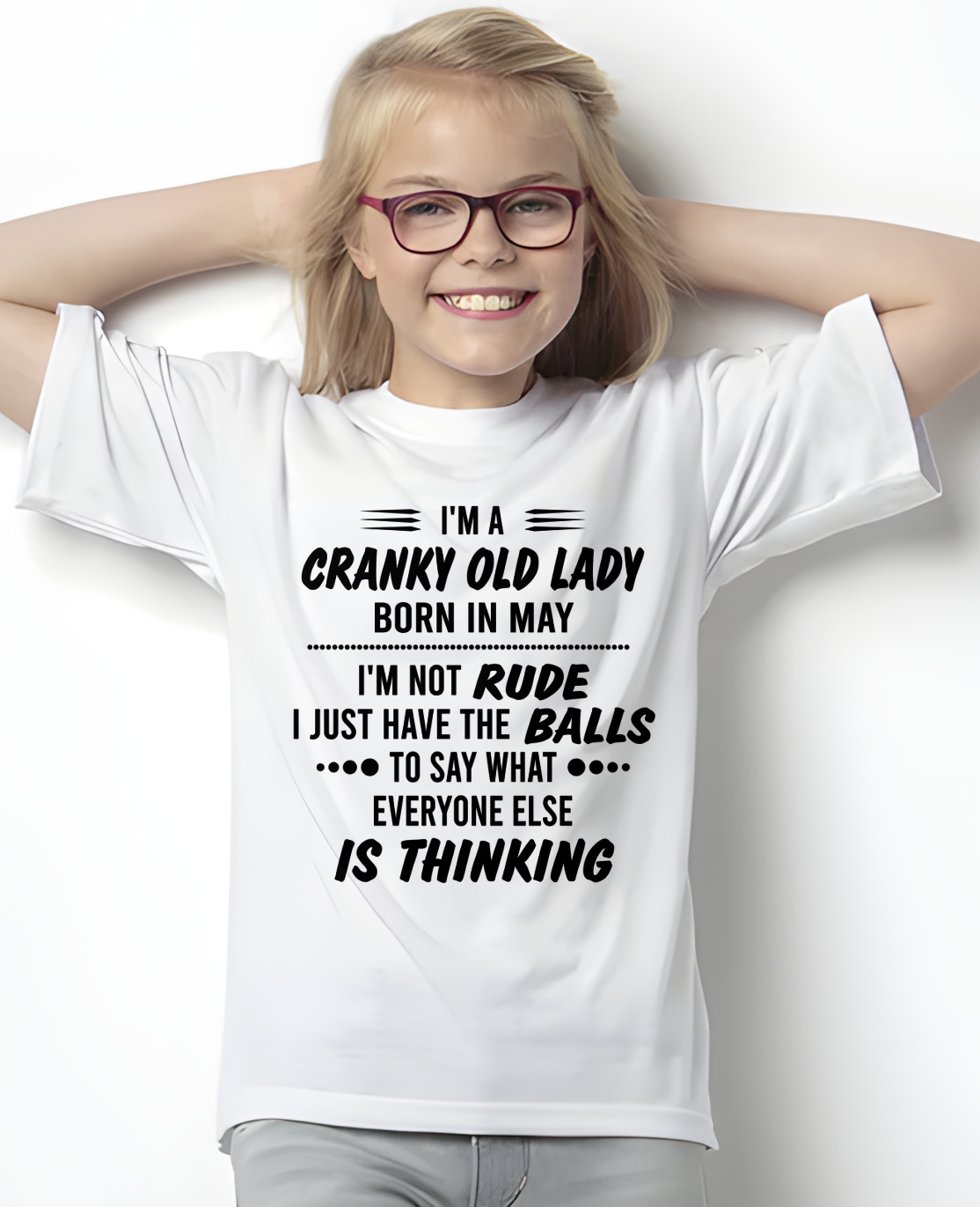 MAY – Cranky Old Lady “Not Rude Just Honest” Shirt – Funny Birthday Gift for Women (SKU2604-128-05)