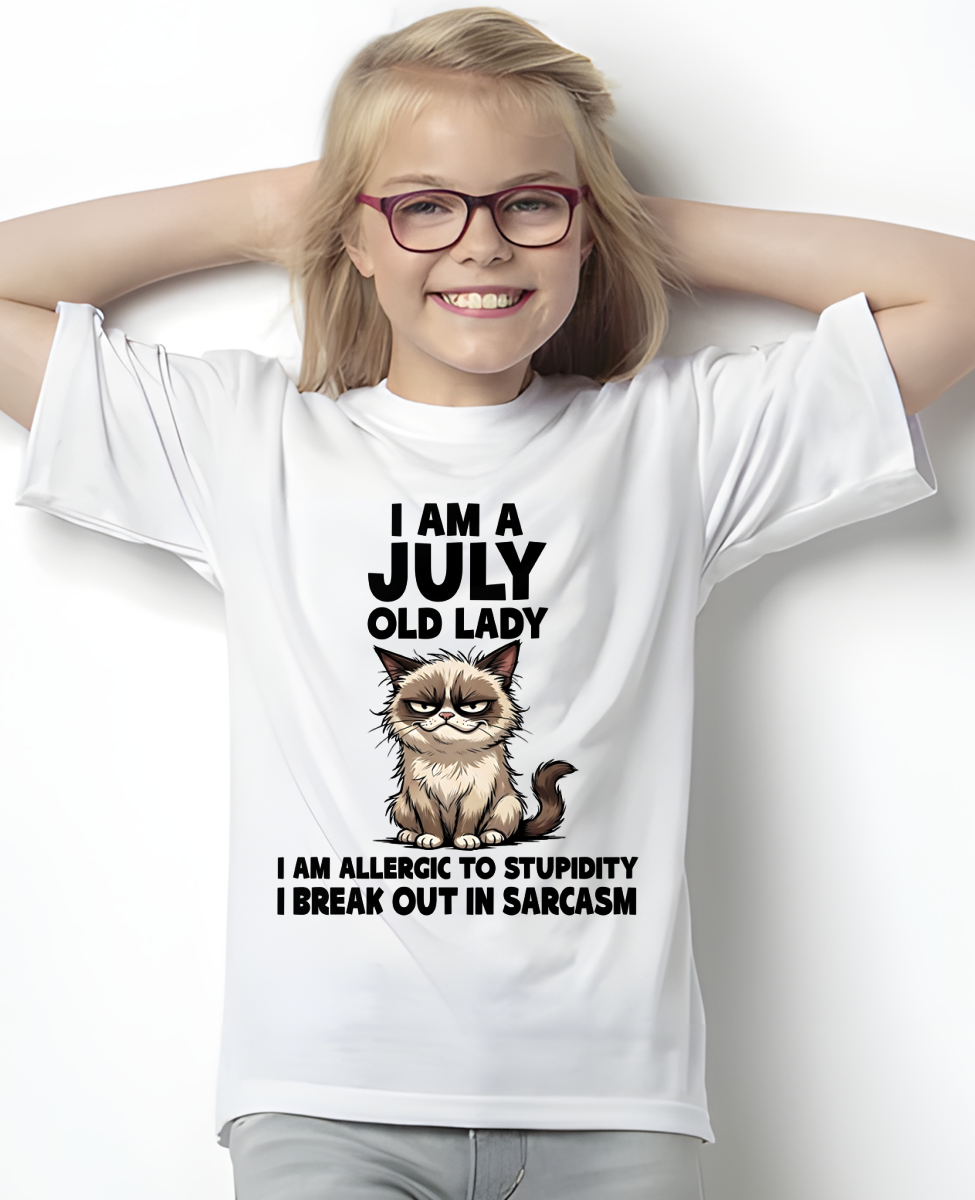 JULY – January Old Lady Sarcasm Cat Shirt – Funny Birthday Gift for Women (SKU2604-177-07)