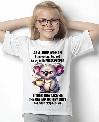 JUNE – June Woman Koala Shirt – Funny Women Birthday Gift Idea (SKU2604-205-06)