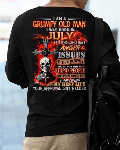 JULY - GRUMPY OLD MAN T-SHIRT - FUNNY SKULL ANGER ISSUES TEE - PERFECT GIFT FOR MEN KATE07 (SKU12-319-07)