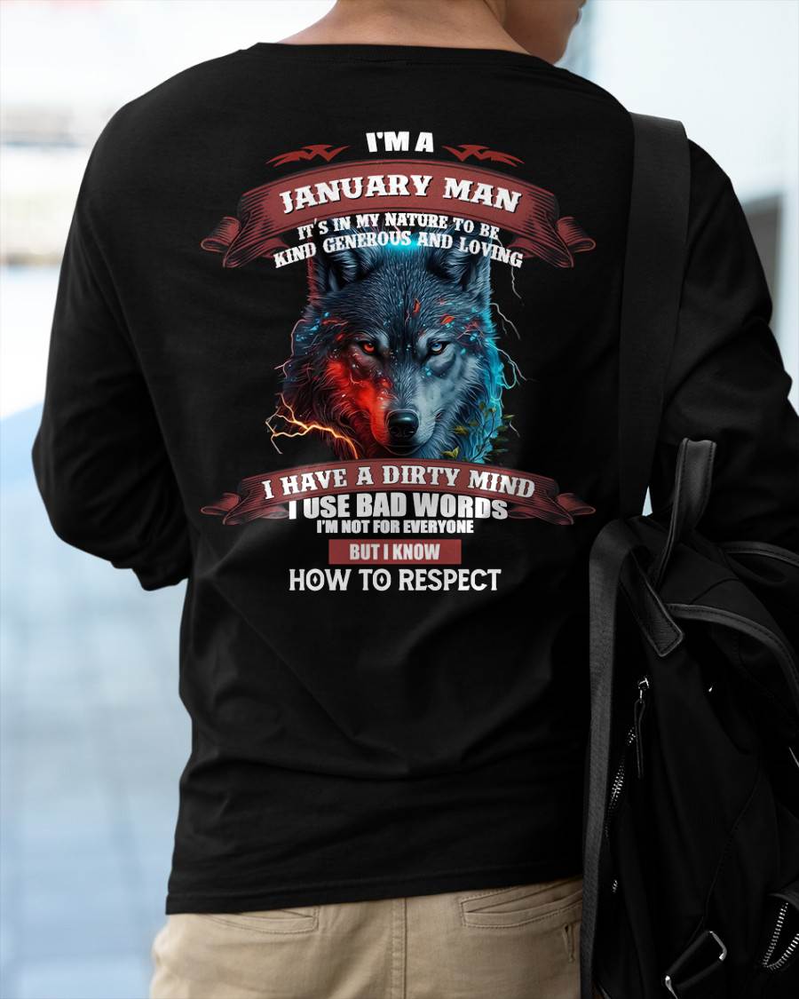 JANUARY - KNOW HOW TO RESPECT - BIRTHDAY T-SHIRT FOR MEN - KATE01 (SKU12-162-01)