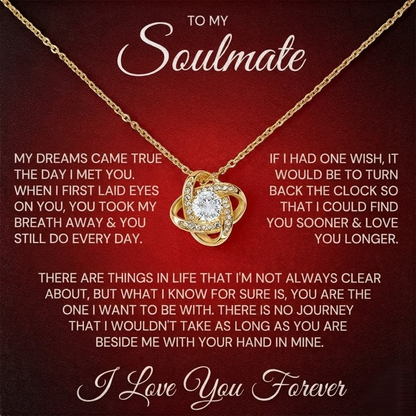 TO MY SOULMATE "Find You Sooner & Love You Longer" - FROM HUSBAND - Premium Love Knot Necklace