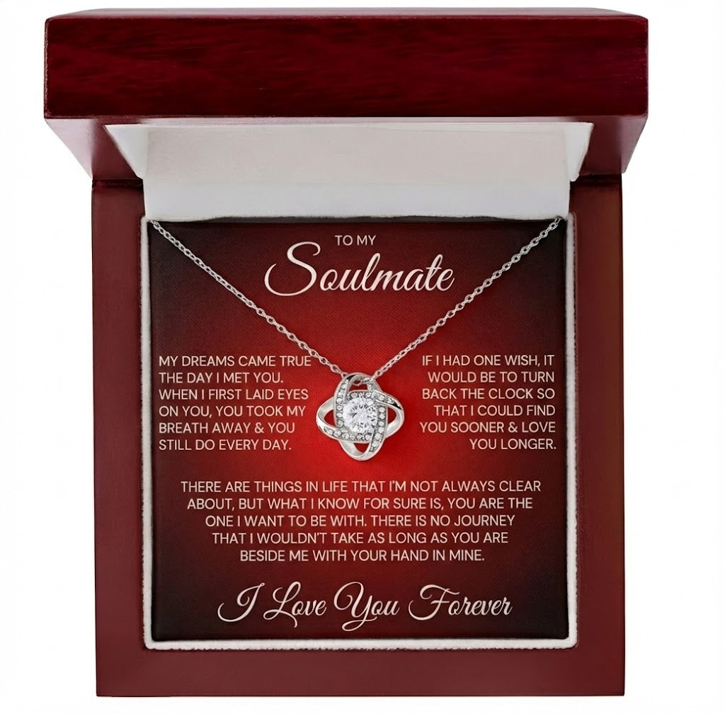 TO MY SOULMATE "Find You Sooner & Love You Longer" - FROM HUSBAND - Premium Love Knot Necklace