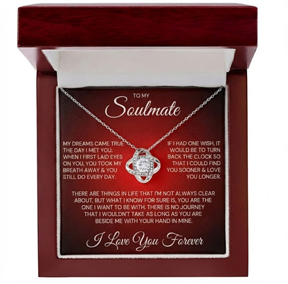 TO MY SOULMATE "Find You Sooner & Love You Longer" - FROM HUSBAND - Premium Love Knot Necklace