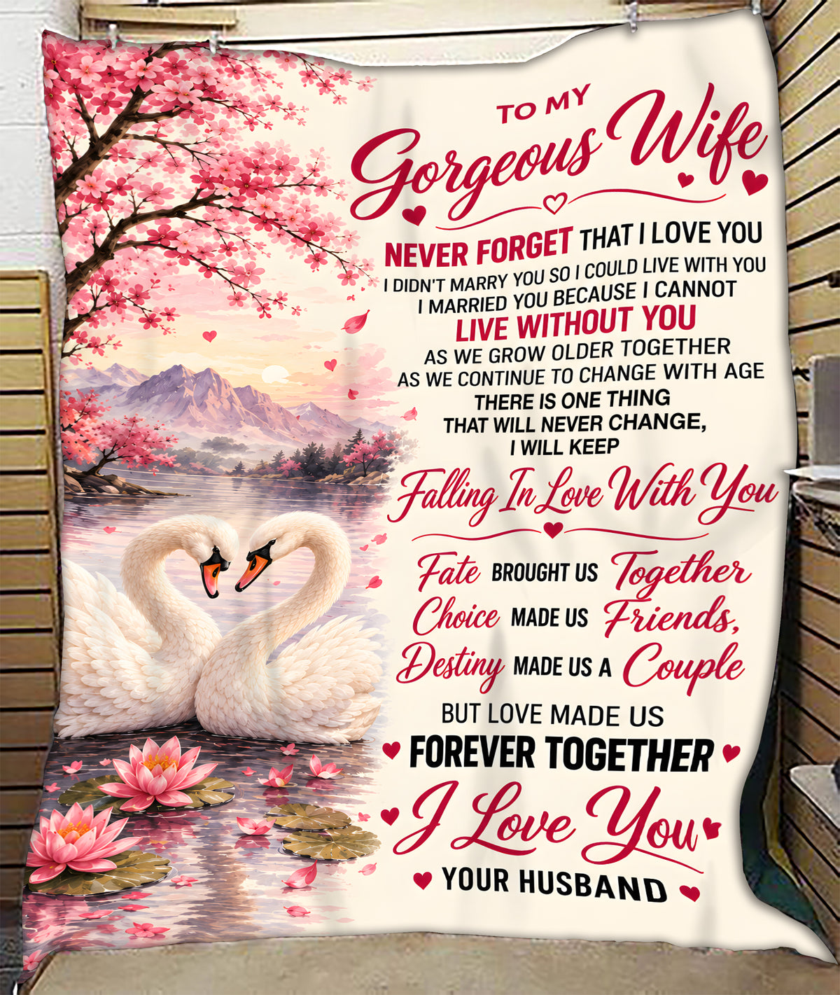 BLANKET - NEVER FORGET THAT I LOVE YOU - FROM HUSBAND TO WIFE (SKU2609-192)