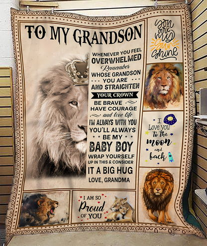 BLANKET FOR GRANDSON – COMFORT & WARMTH GIFT FROM GRANDMA  Sherpa Fleece Quilt Blanket KATE00 (SKUB12-BLK-02)