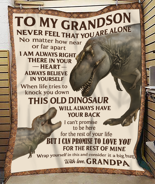 BLANKET FOR GRANDSON – COMFORT & WARMTH GIFT FROM GRANDPA  Sherpa Fleece Quilt Blanket NTTD00 (SKUB11-BLK-09)