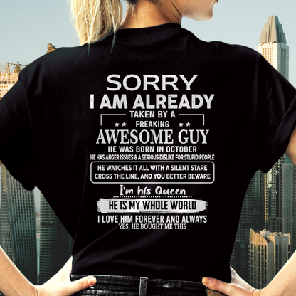 OCTOBER - Awesome Guy Born In October - Funny Gift For Husband (SKU2608-403-10)
