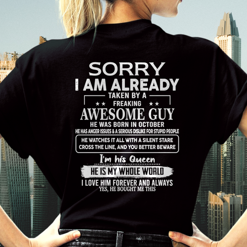 OCTOBER - Awesome Guy Born In October - Funny Gift For Husband (SKU2608-403-10)