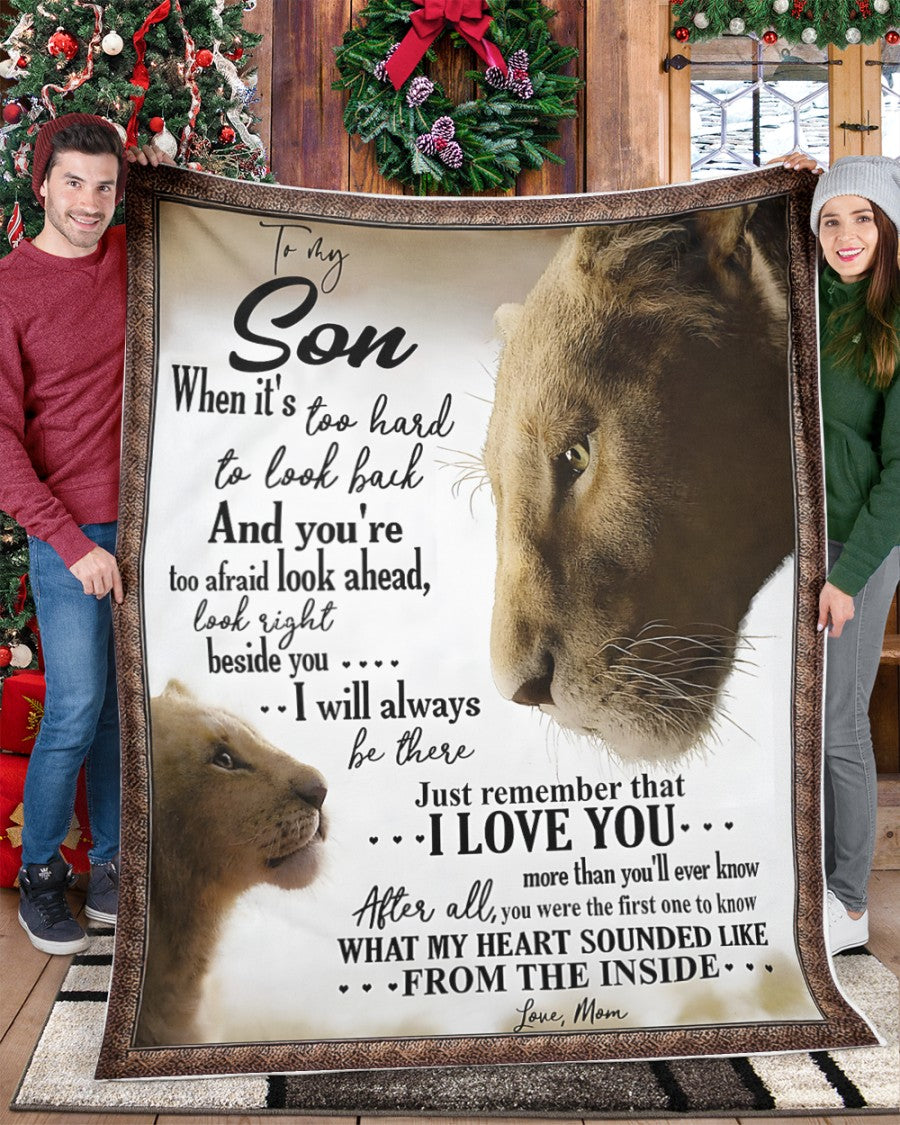 To My Son Lion Blanket – From Mom to Son “I Will Always Be There” – Emotional Love Gift – Birthday, Christmas, Graduation Gift – SKU2603-350