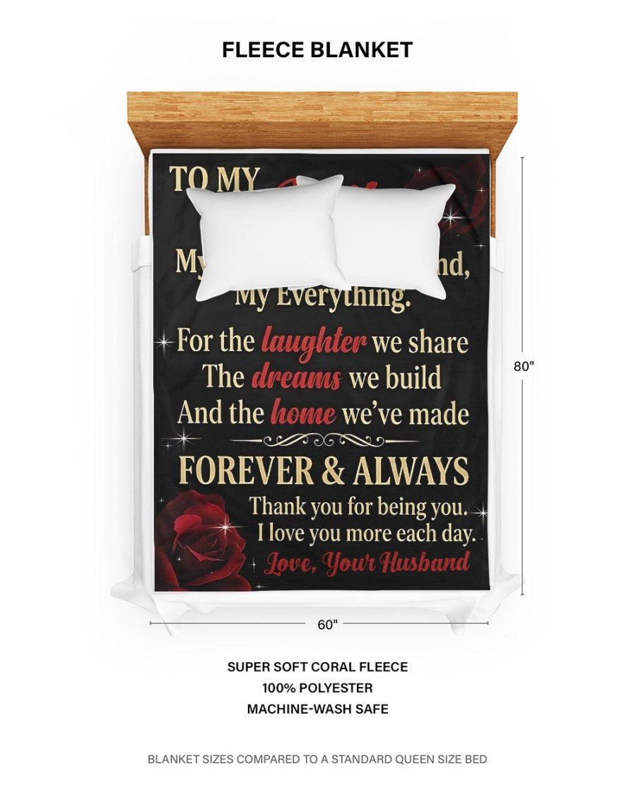 To My Wife Blanket – Romantic Gift for Wife, Love Message Blanket “Forever & Always”, Anniversary Birthday Gift for Her – (SKU2604-195)