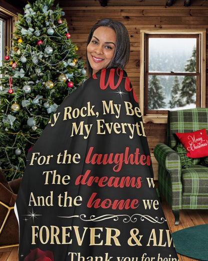 To My Wife Blanket – Romantic Gift for Wife, Love Message Blanket “Forever & Always”, Anniversary Birthday Gift for Her – (SKU2604-195)
