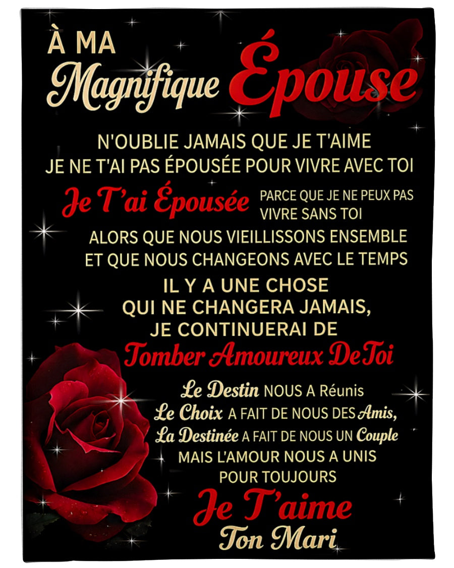 COUVERTURE POUR ÉPOUSE – À Ma Magnifique Épouse Je T’aime – Cadeau Romantique De Mari (SKU2605-183)