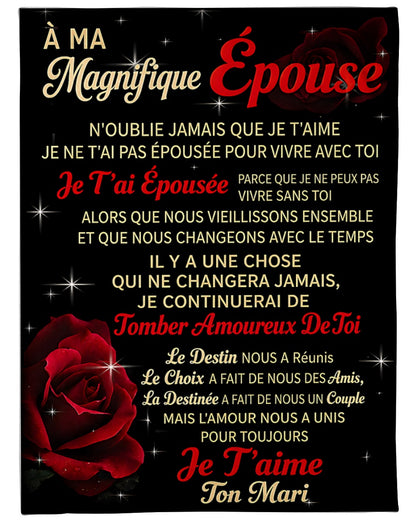 COUVERTURE POUR ÉPOUSE – À Ma Magnifique Épouse Je T’aime – Cadeau Romantique De Mari (SKU2605-183)