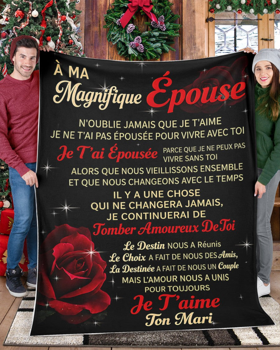 COUVERTURE POUR ÉPOUSE – À Ma Magnifique Épouse Je T’aime – Cadeau Romantique De Mari (SKU2605-183)