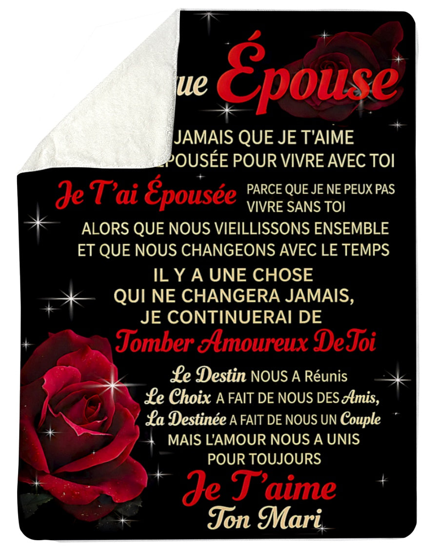 COUVERTURE POUR ÉPOUSE – À Ma Magnifique Épouse Je T’aime – Cadeau Romantique De Mari (SKU2605-183)