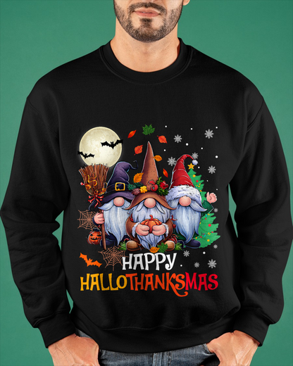 Happy Hallothanksmas Gnomes Lover Halloween Merry Christmas T-Shirt for men women (SKU-MRCM-5) FMA male